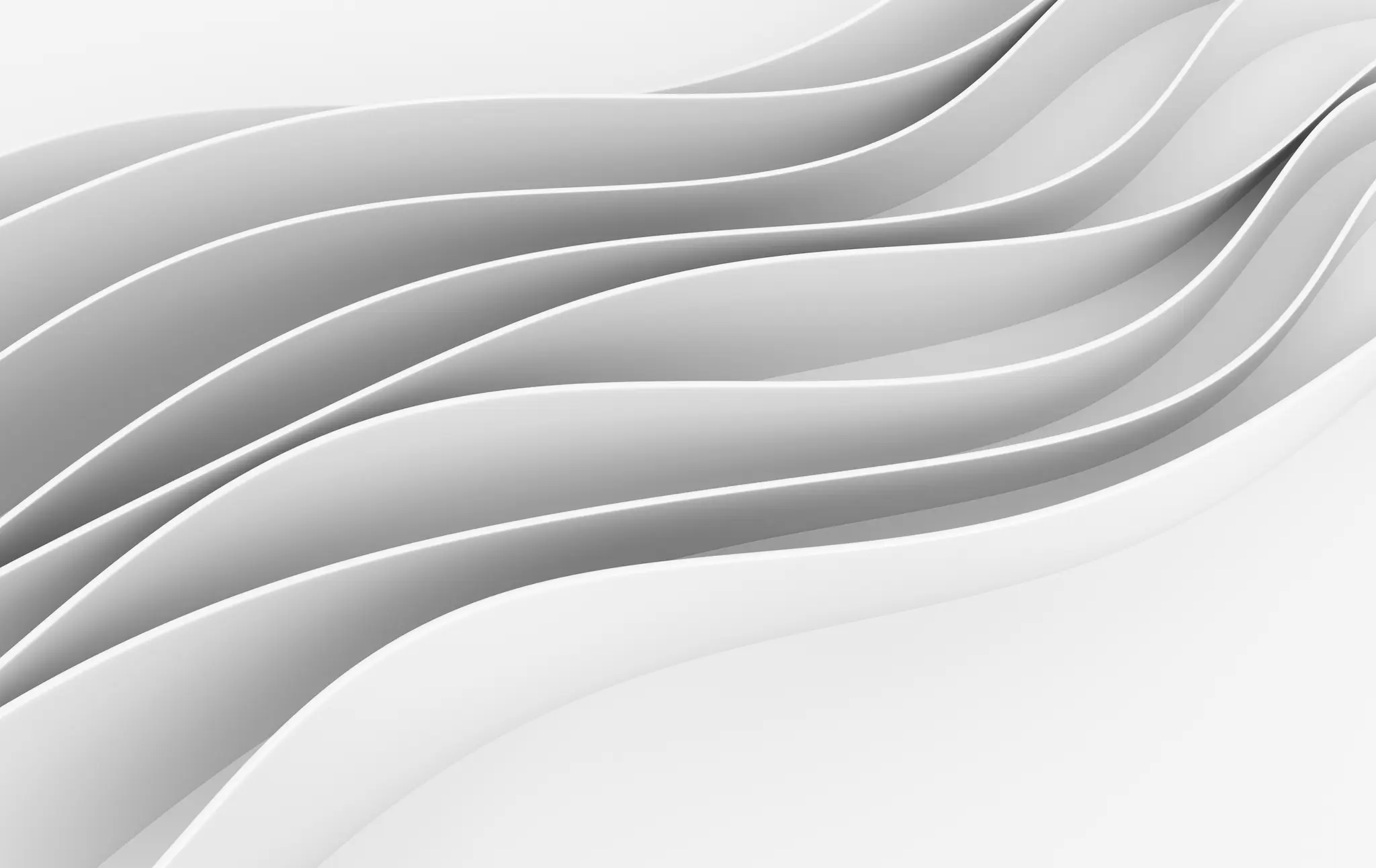 Abstract white waves 3d rendering